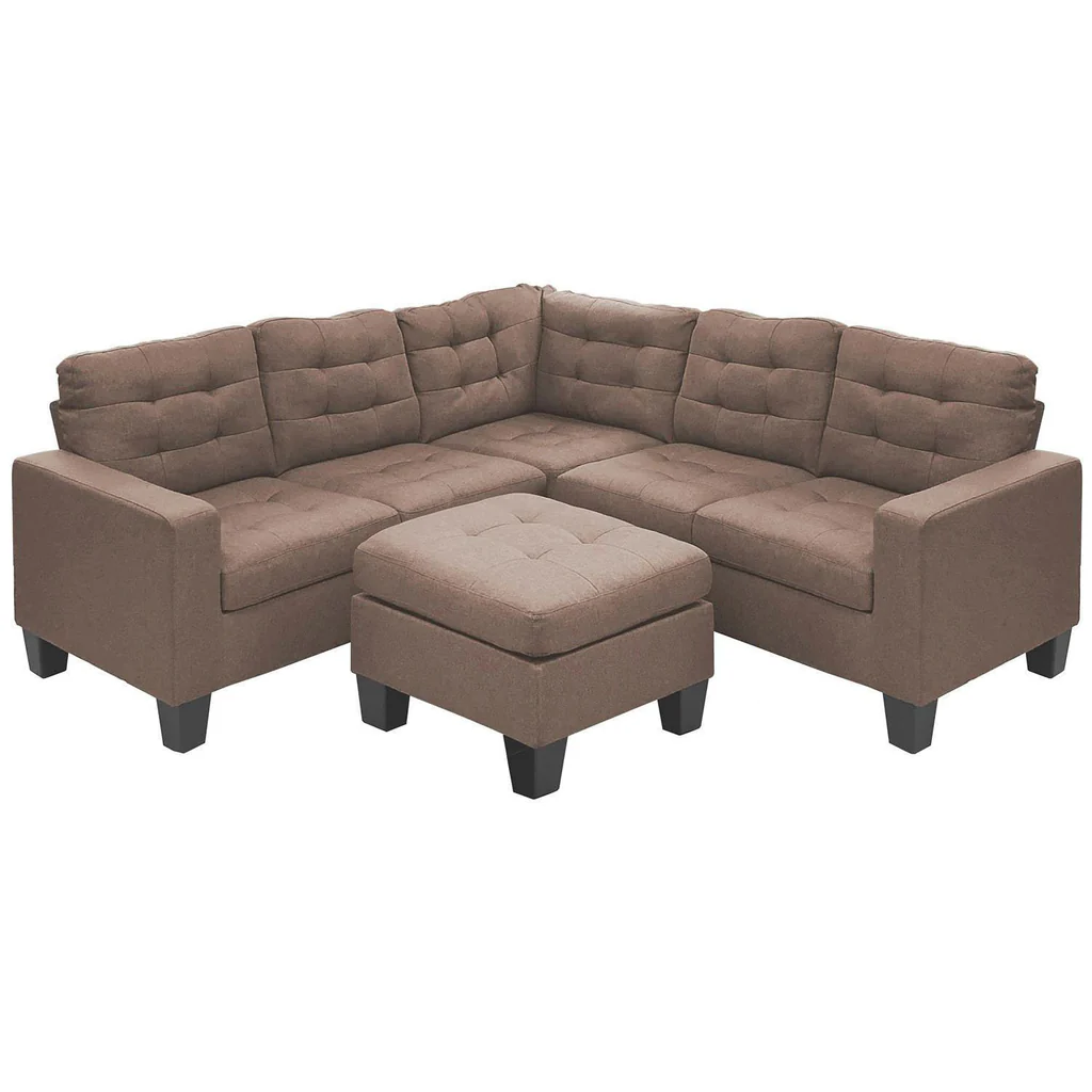 Corner Sofa Brown + Ottoman