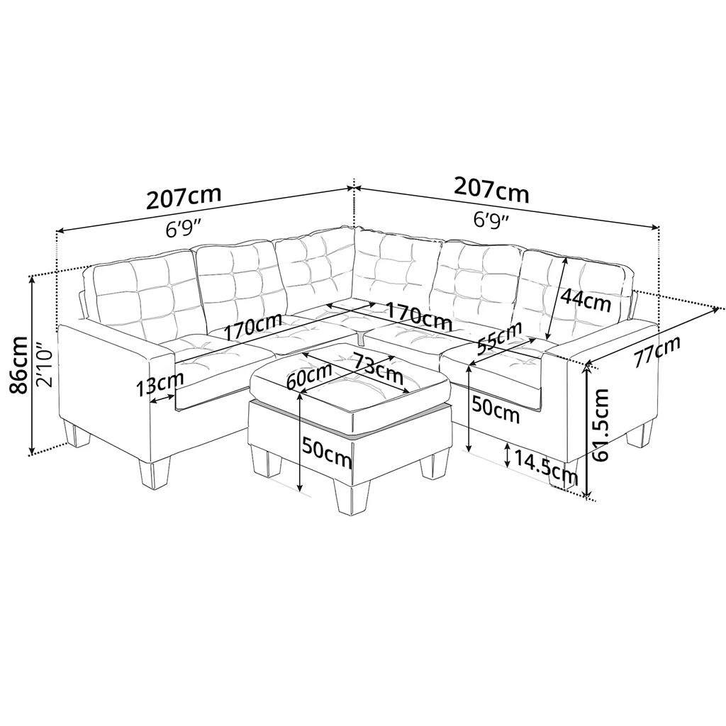 Corner Sofa Brown + Ottoman — image 4