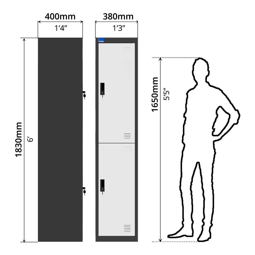 Steel Locker 2 Comp with Lock — image 4
