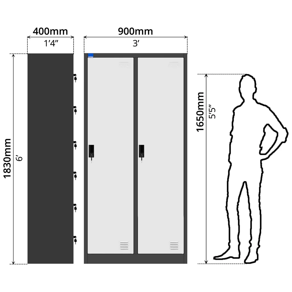 Steel Locker 2 Comp with Lock — image 4