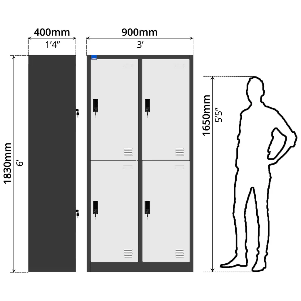 Steel Locker 4 Comp with Lock — image 4