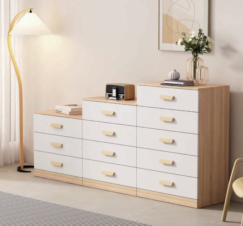 Chest Drawer Five Layer White & Brown