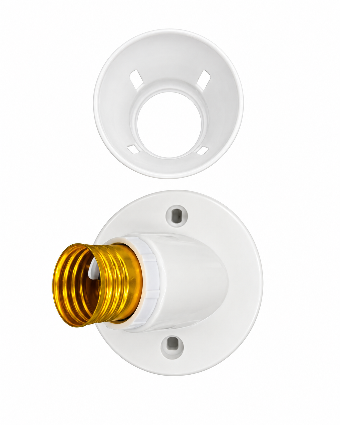 Angled Lamp Holder E27 White 75mm
