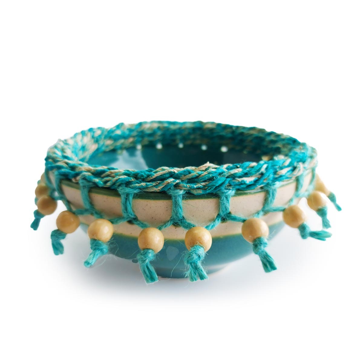 Small Green ClayWeave Bowl in Green