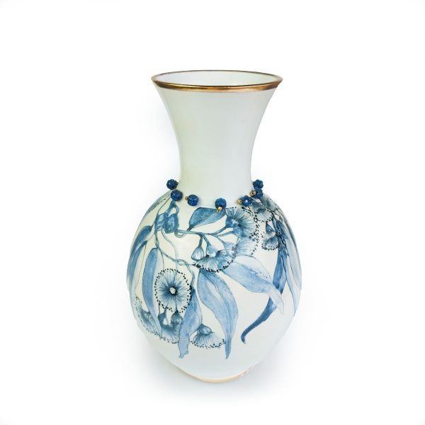 Blue Gum Vase with Blue Beads