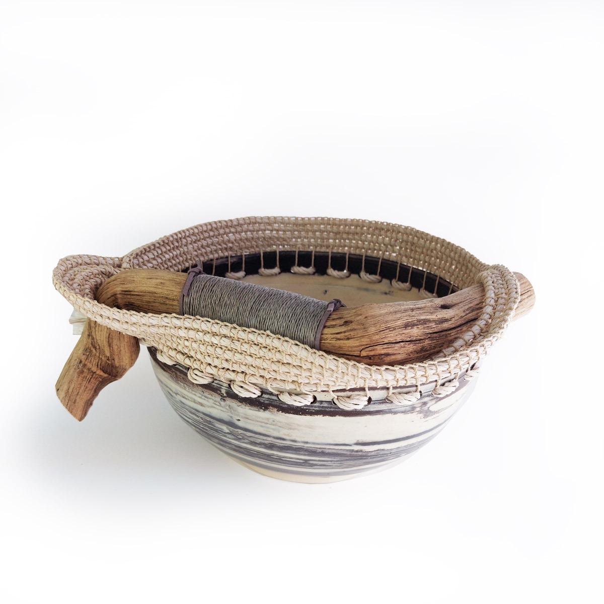 Neriage Bowl with Driftwood