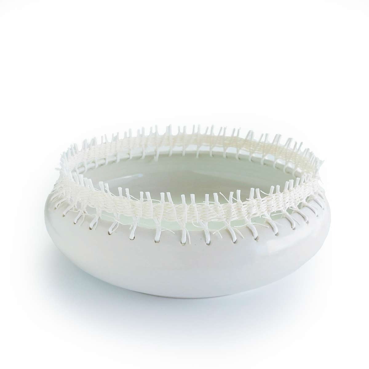 ClayWeave - White Bowl with Statement Weaving
