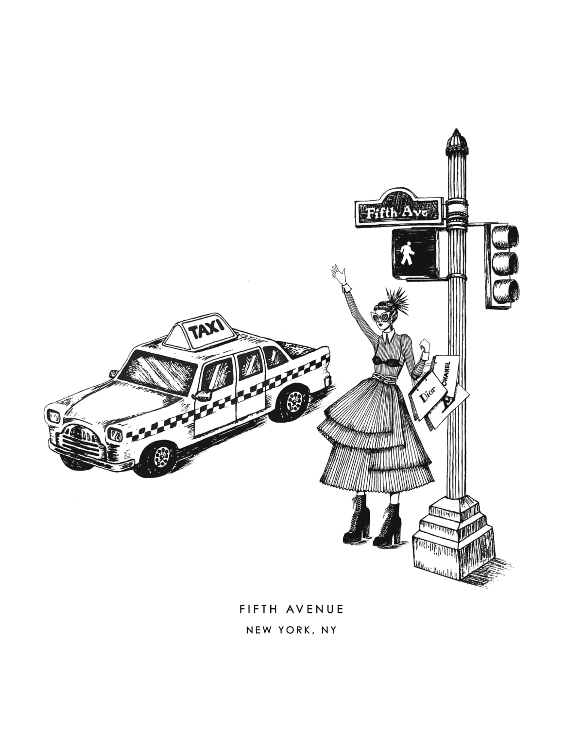 New York Fifth Avenue Print Gallery Print Black Print / 5x7 / Unframed