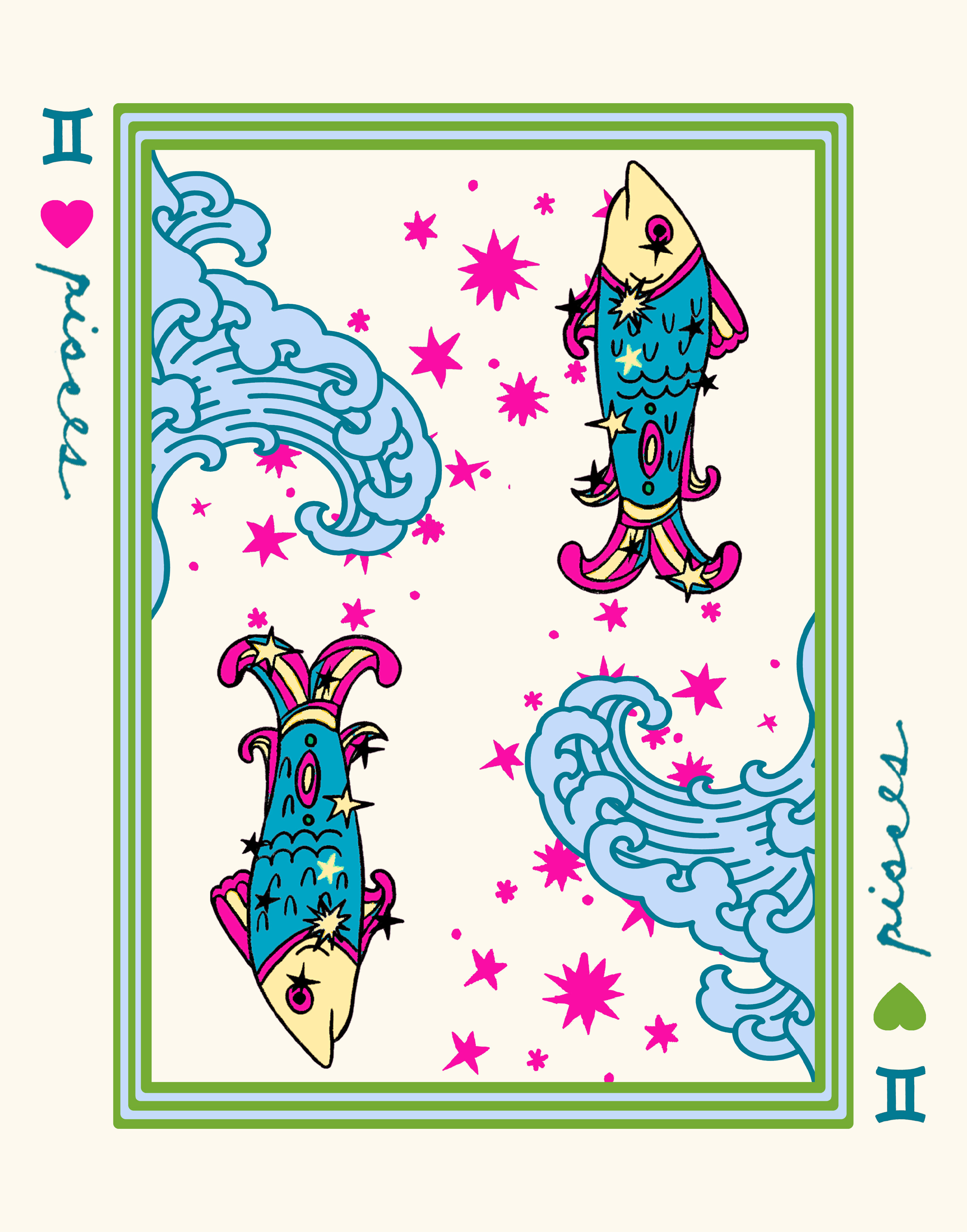 Zodiac Sign Gallery Print Artwork Pisces / 8x10