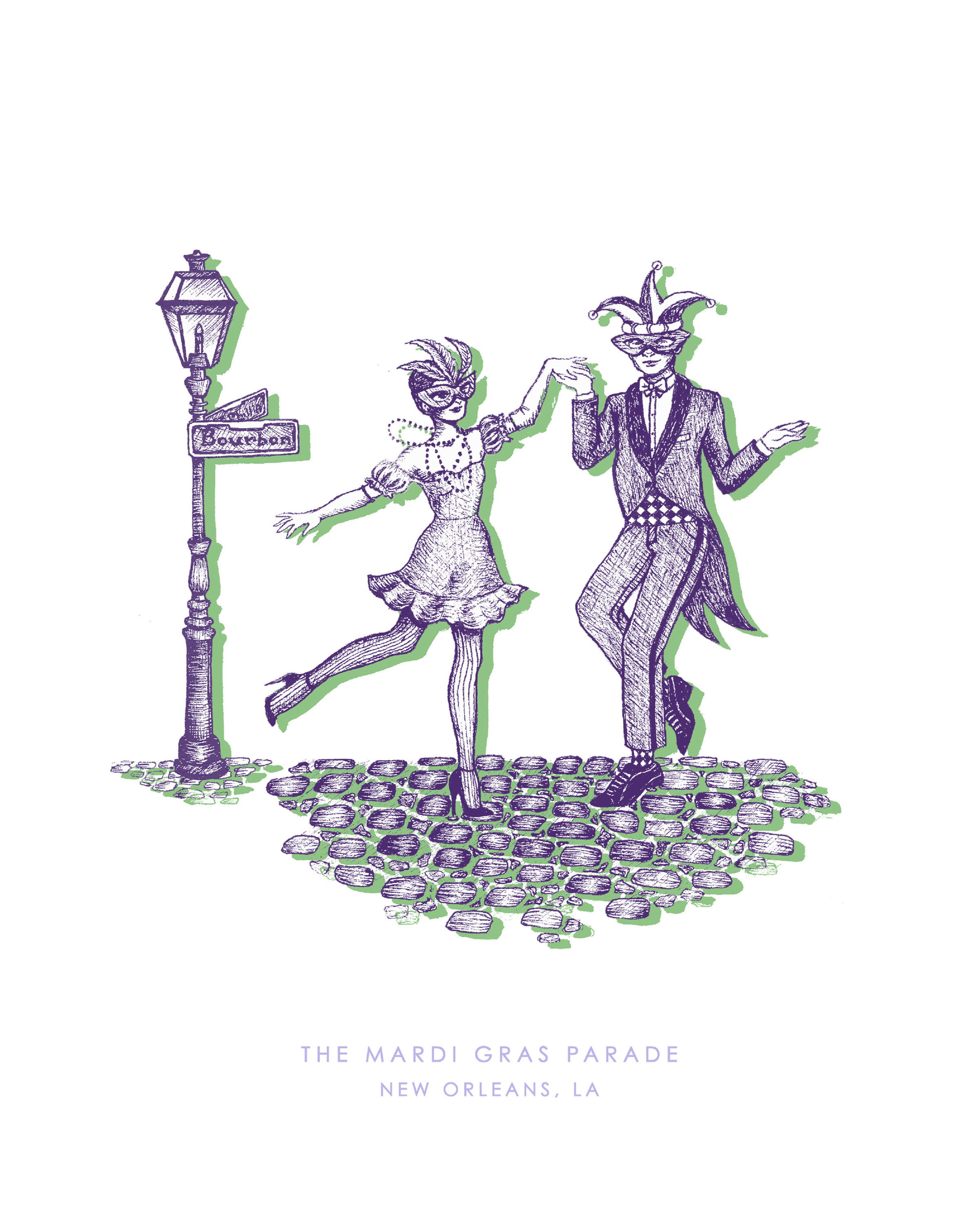 New Orleans Mardi Gras Gallery Print Artwork Black / 8x10