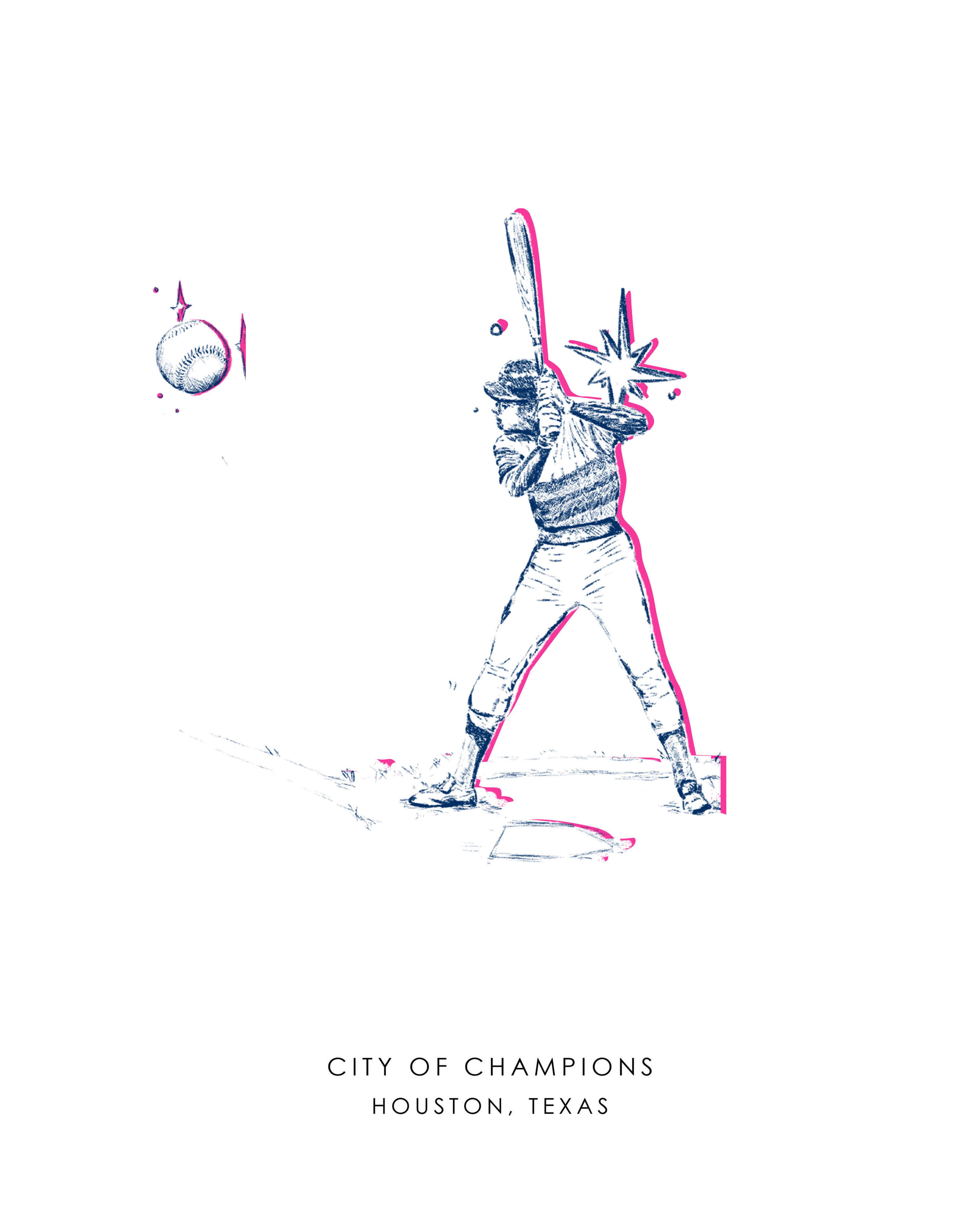 Houston Batter Up Gallery Print Artwork Navy / 8x10