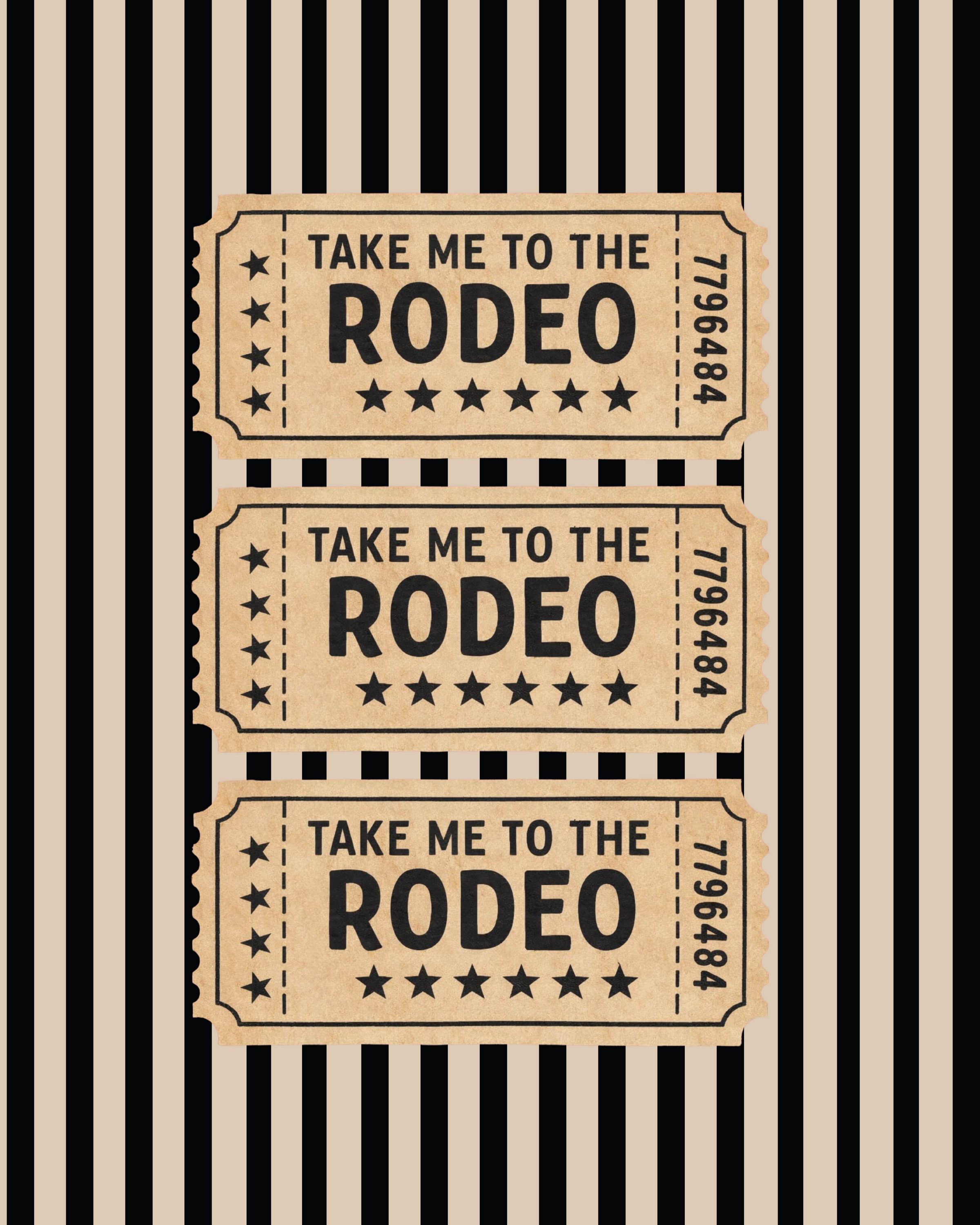 Rodeo Ticket Gallery Print Artwork Tan / 8x10
