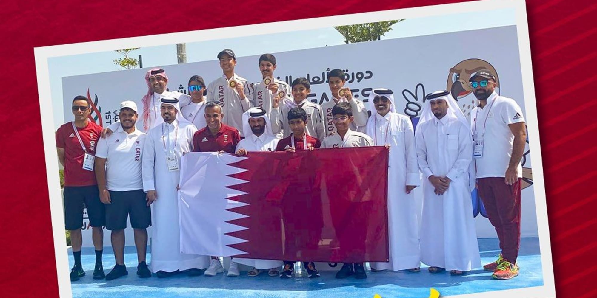 The Qatar Cycling team win a bronze medal at Gulf Youth Games