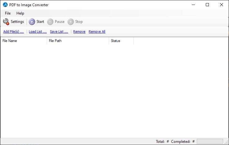 Screenshot of PDF to Image Converter interface