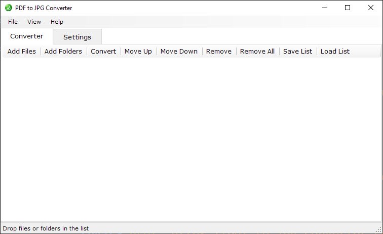 Screenshot of PDF to JPG Converter interface