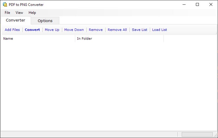 Screenshot of PDF to PNG Converter interface