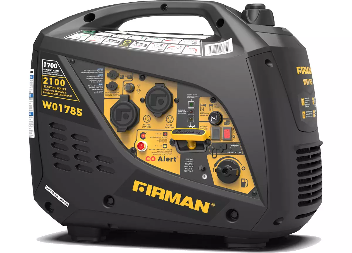Firman W01784 QUIET Portable Generator 2100/1700-Watt - 2