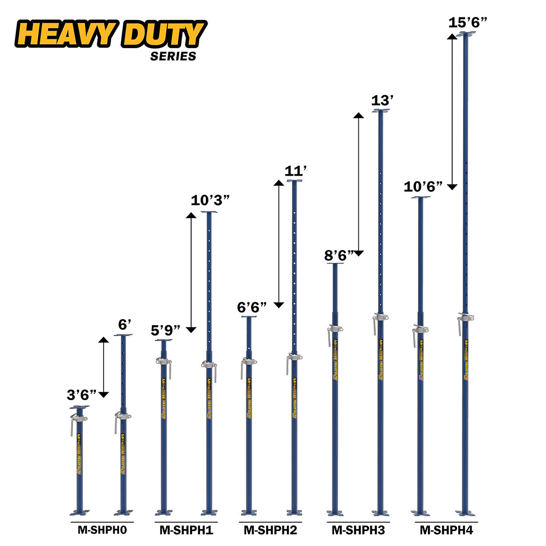 Metaltech Shoring Post - 10’6’’ (3.20 M) 15’6’’ (4.72 M) - 3