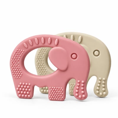 Ele elephant ring silicone teether with multiple textures
