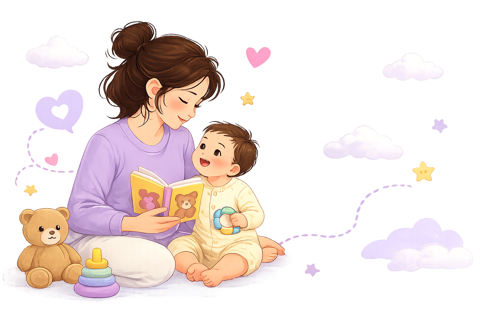 Mother reading to baby