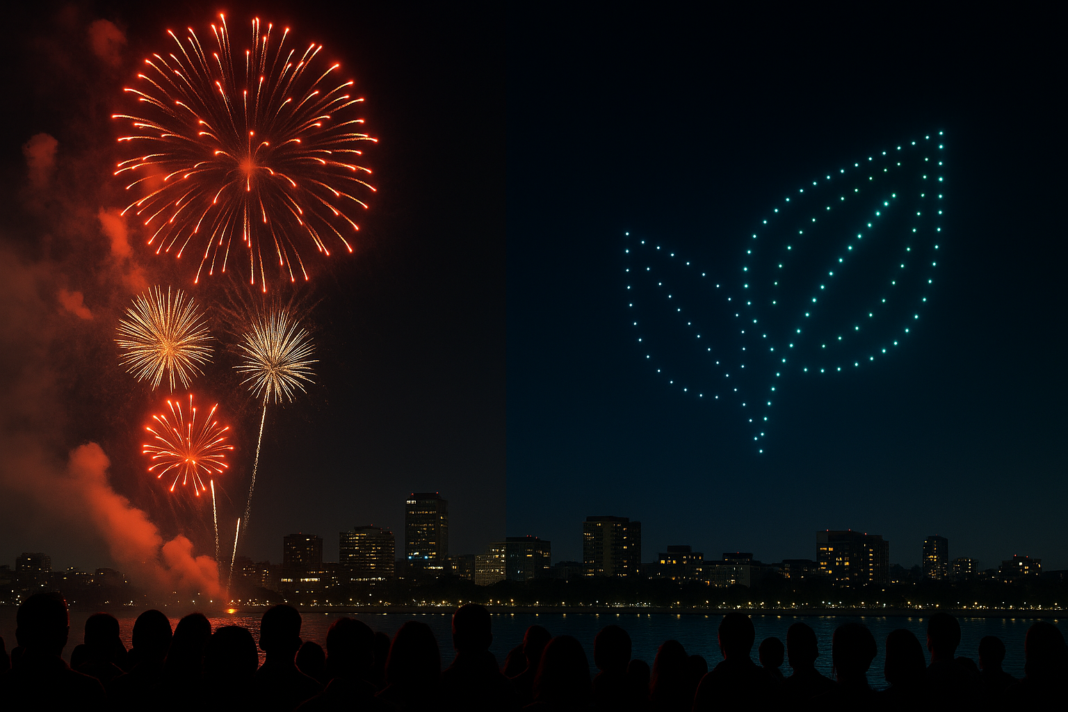 Comparing Drone Shows vs. Fireworks icon