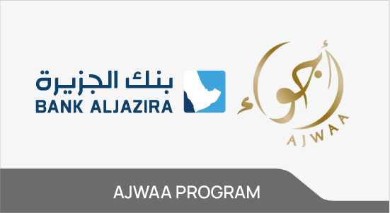 Bank Al Jazira Ajwaa Credit Card on Dark Turquoise Background