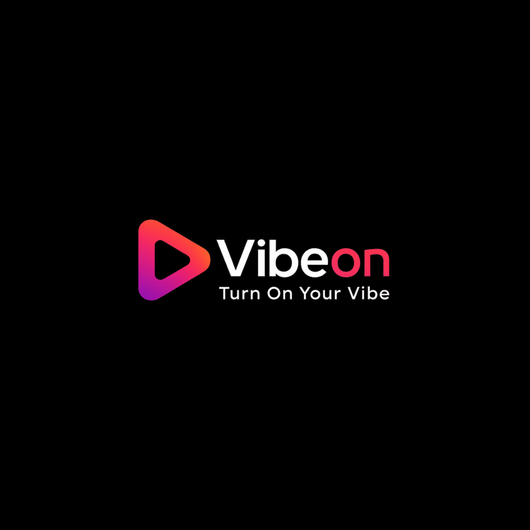 Vibe On App Logo & Interface on Dark Turquoise Background