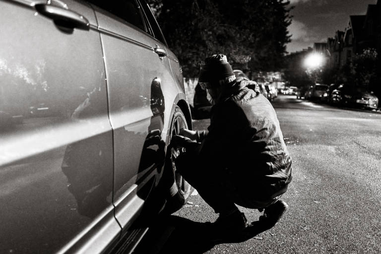 Tyre Extinguishers, Clifton, Bristol, September 2022. Photograph Copyright &copy; Simon Holliday