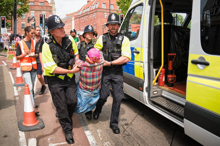 Extinction Rebellion Protest, Bristol, July 2019. Photograph Copyright &copy; Simon Holliday