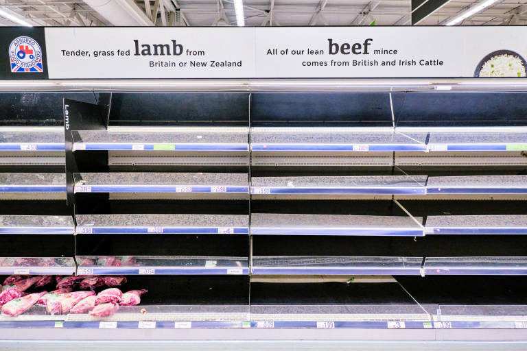 Supermarket shelves during the Coronavirus outbreak, Asda, Bristol, 18th March 2020. Photograph Copyright &copy; Simon Holliday