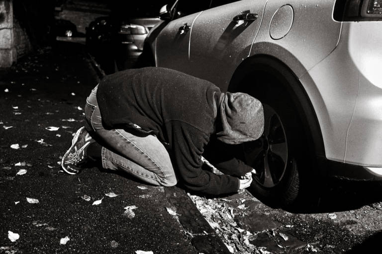Tyre Extinguishers, Clifton, Bristol, October 2022. Photograph Copyright &copy; Simon Holliday