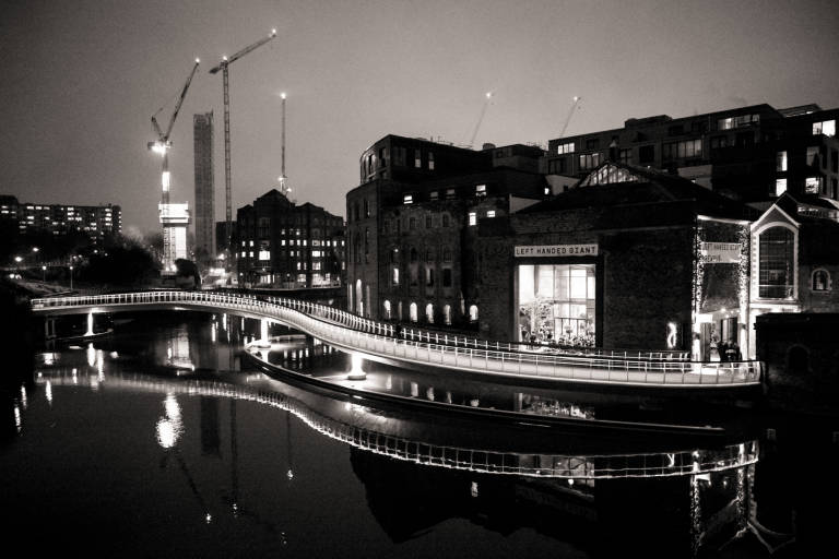 Castle Bridge and Left-Handed Giant Brewpub, Bristol, January 2020. Photograph Copyright &copy; Simon Holliday