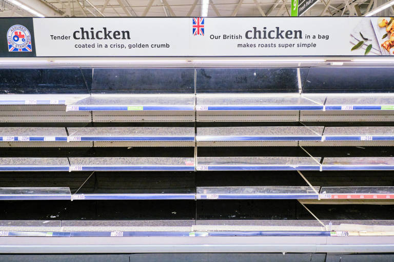 Supermarket shelves during the Coronavirus outbreak, Asda, Bristol, 18th March 2020. Photograph Copyright &copy; Simon Holliday