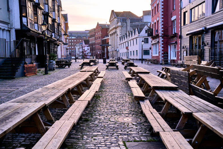 King Street. Bristol during COVID-19 lockdown, April 2020. Photograph Copyright © Simon Holliday
