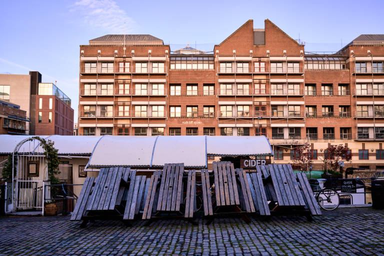 The Apple, Welsh Back. Bristol during COVID-19 lockdown, April 2020. Photograph Copyright © Simon Holliday
