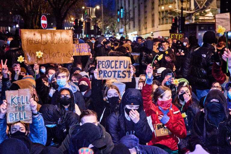 &quot;Kill The Bill&quot; protest, Bristol, March 26th 2021. Photograph Copyright &copy; Simon Holliday