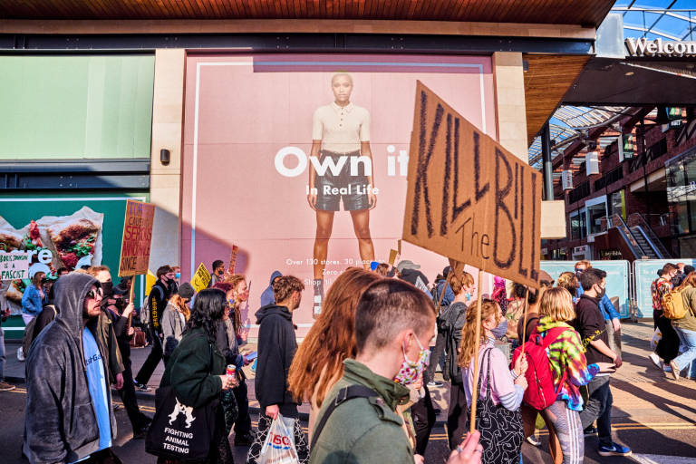 &quot;Kill The Bill&quot; protest, Bristol, April 3rd 2021. Photograph Copyright &copy; Simon Holliday