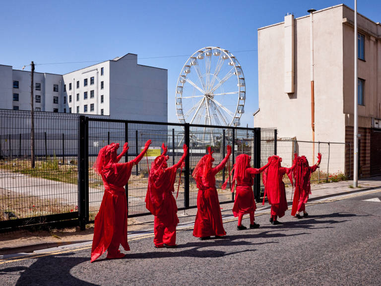 Red Rebel Brigade, Weston-super-Mare, July 20th 2021. Photograph Copyright &copy; Simon Holliday