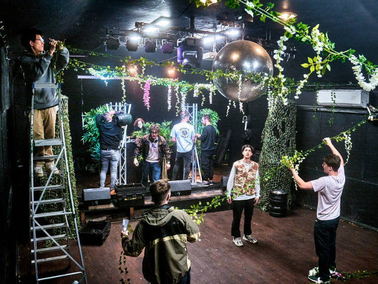 Exodus Records setting up for Jungle Of Eden at The Crofters Rights, Bristol, March 2022. Photograph Copyright &copy; Simon Holliday