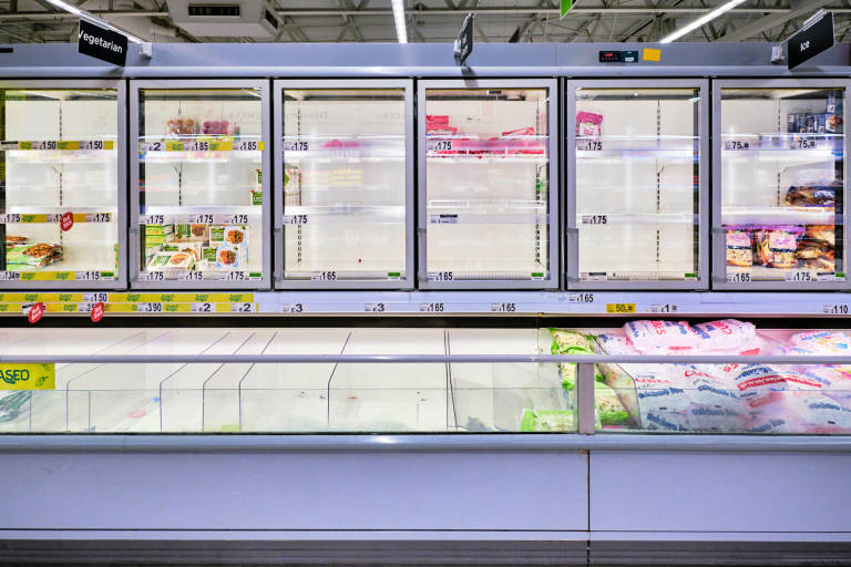 Supermarket shelves during the Coronavirus outbreak, Asda, Bristol, 18th March 2020. Photograph Copyright &copy; Simon Holliday
