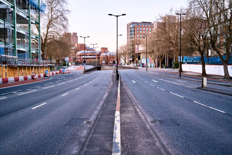 Temple Way. Bristol during COVID-19 lockdown, April 2020. Photograph Copyright © Simon Holliday