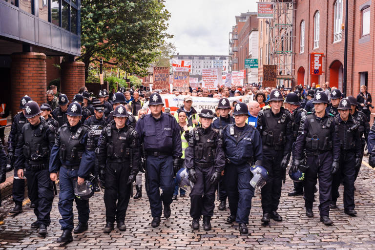 English Defence League march, Bristol, July 2012. Photograph Copyright &copy; Simon Holliday