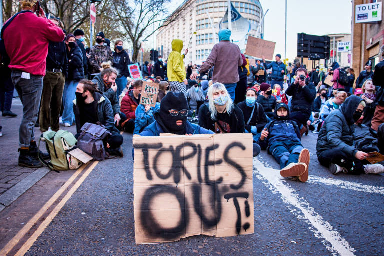 &quot;Kill The Bill&quot; protest, Bristol, March 26th 2021. Photograph Copyright &copy; Simon Holliday