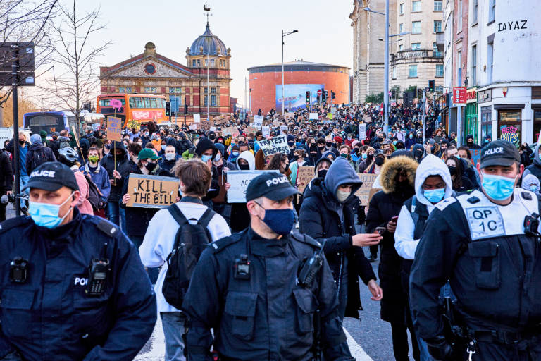 &quot;Kill The Bill&quot; protest, Bristol, March 26th 2021. Photograph Copyright &copy; Simon Holliday