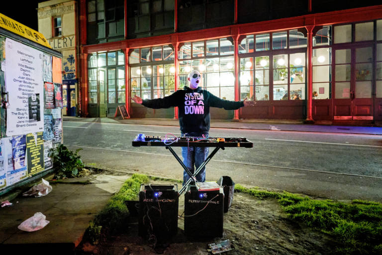 Pierrot The Acid Clown, Turbo Island, Bristol, September 2017. Photograph Copyright &copy; Simon Holliday