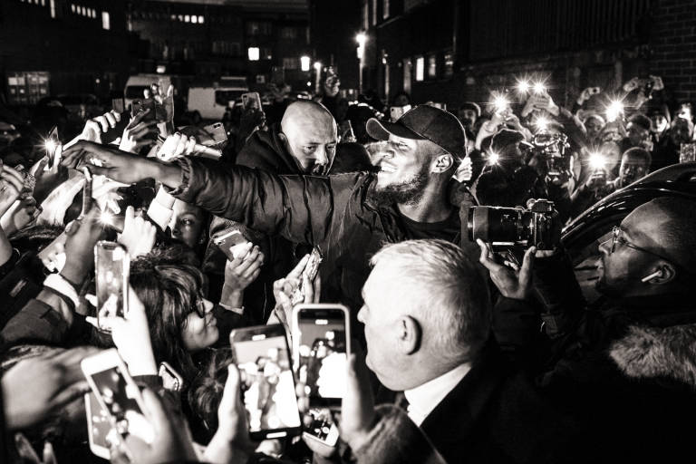 Stormzy arrives at HMV to sign copies of his new album, Bristol, January 2020. Photograph Copyright &copy; Simon Holliday
