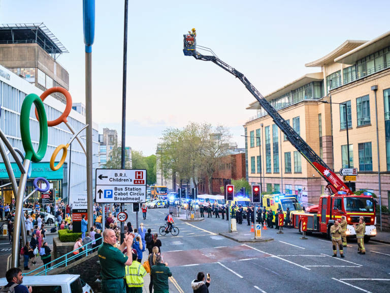 The fourth week of &quot;Clap For Our Carers&quot;, Bristol Royal Infirmary, April 2020. Photograph Copyright &copy; Simon Holliday