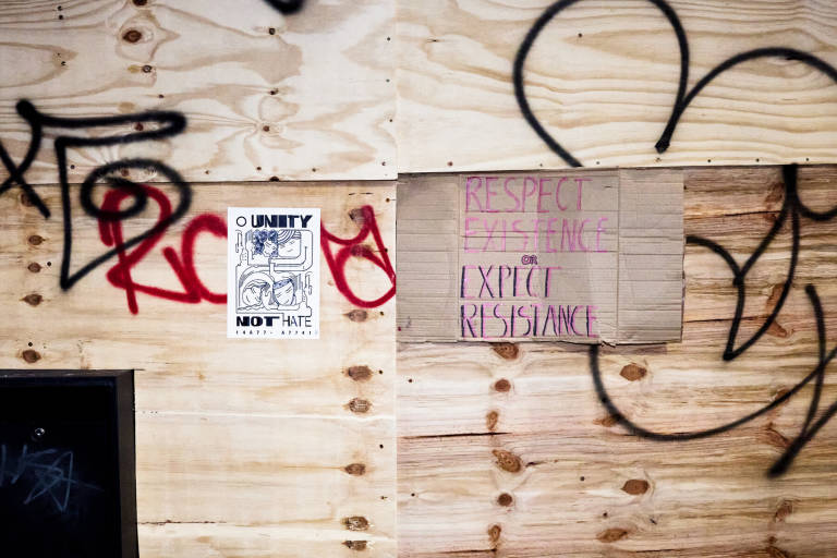 Counter-protest against expected far-right anti-immigration protest, Old Market, Bristol, August 2024. Photograph Copyright &copy; Simon Holliday