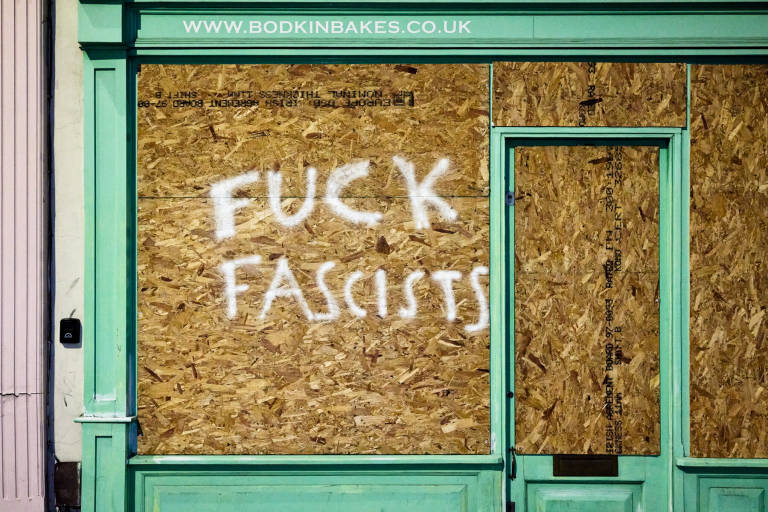 Counter-protest against expected far-right anti-immigration protest, Old Market, Bristol, August 2024. Photograph Copyright &copy; Simon Holliday