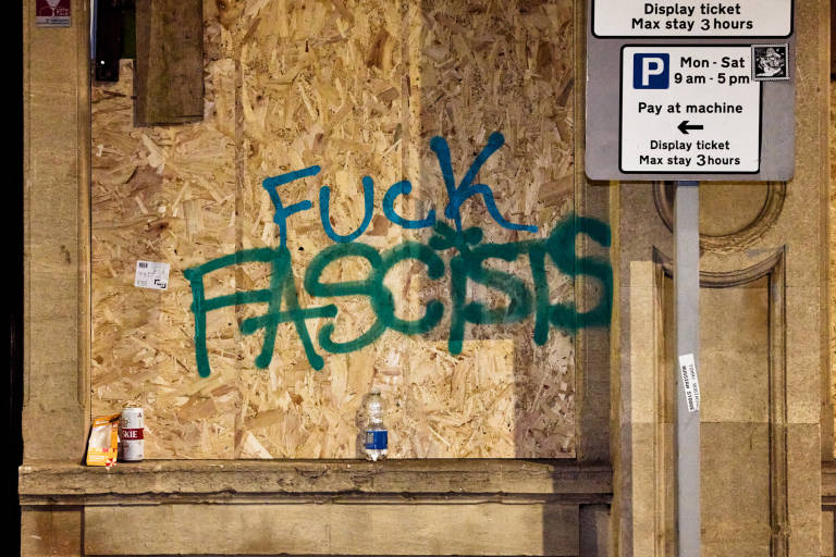 Counter-protest against expected far-right anti-immigration protest, Old Market, Bristol, August 2024. Photograph Copyright &copy; Simon Holliday